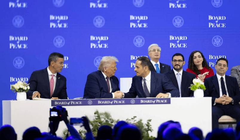 Donald Trump and Sheikh Mohammed bin Abdulrahman bin Jassim Al-Thani